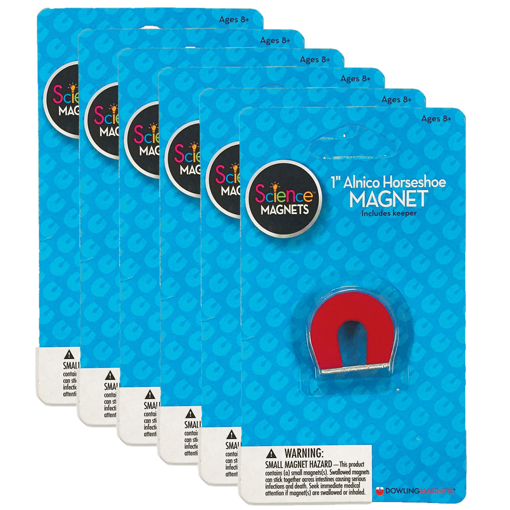 (6 Ea) Science Magnet 1in Alnico Horseshoe Magnet