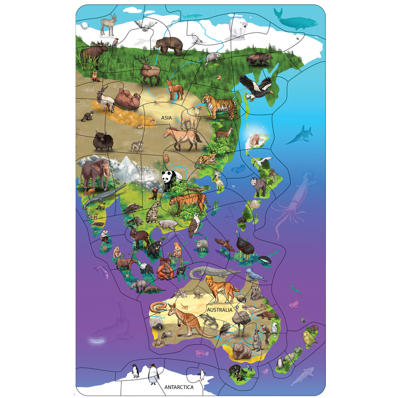 Wildlife Map Puzzle Asia Australia