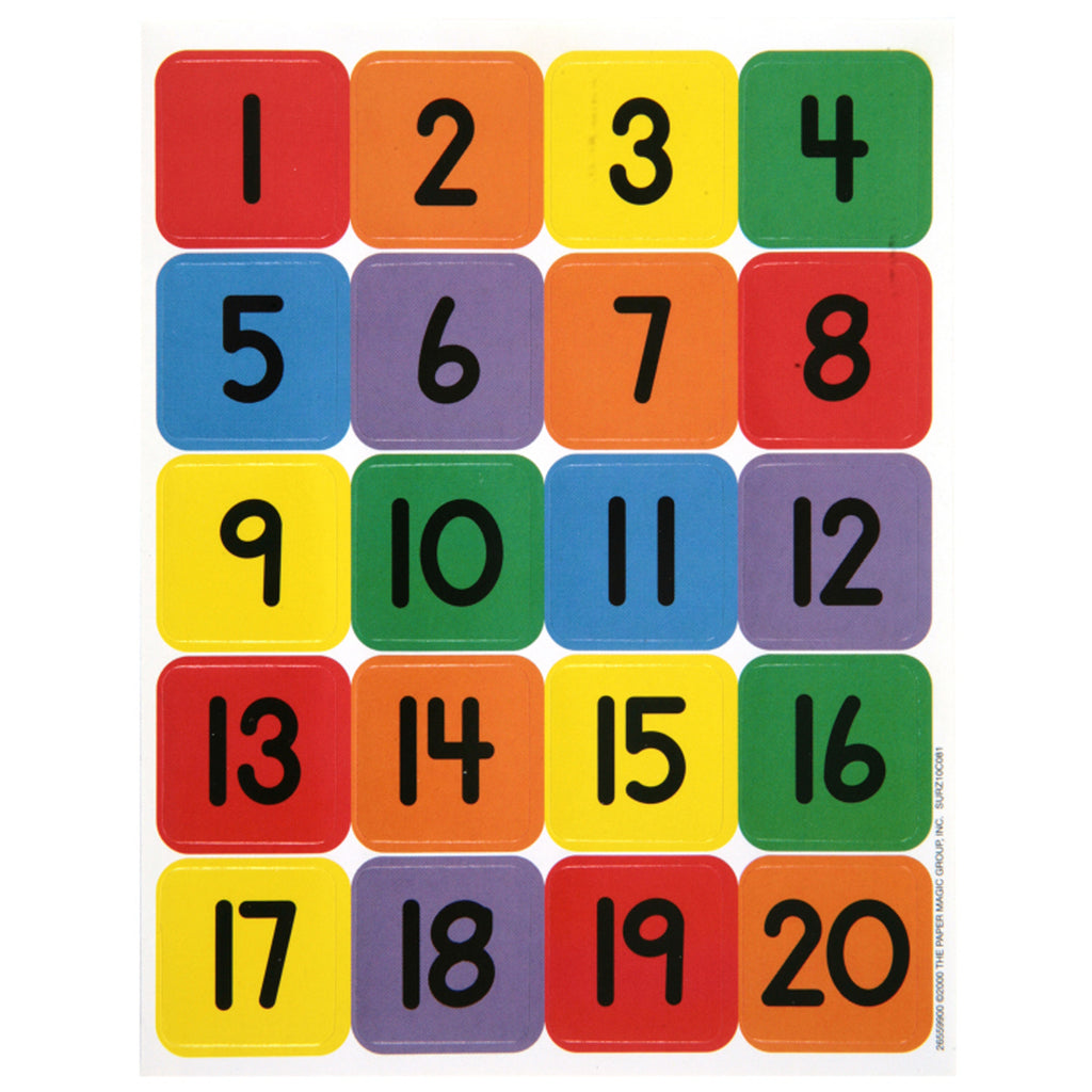 Numbers 1 - 20 Theme Stickers
