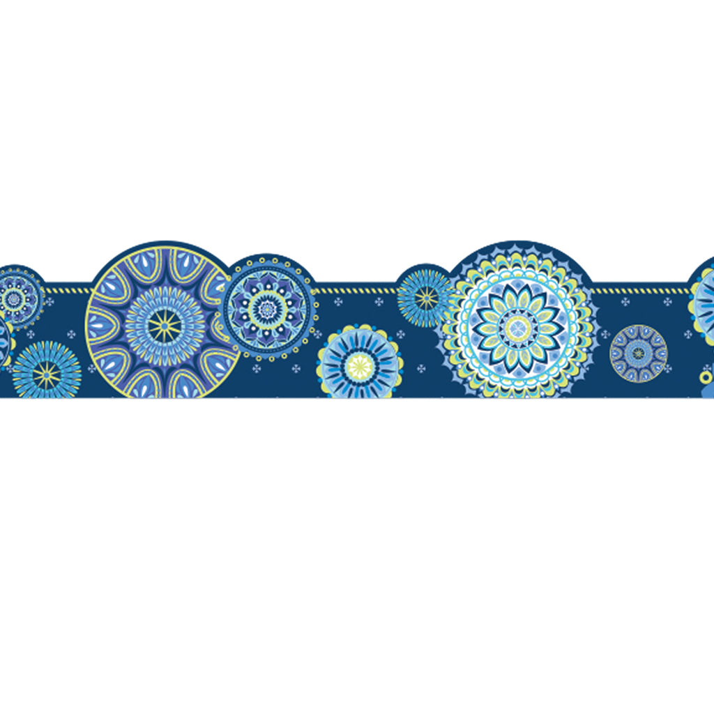 Blue Harmony Mandala Ex Wide Trim Die Cut Deco