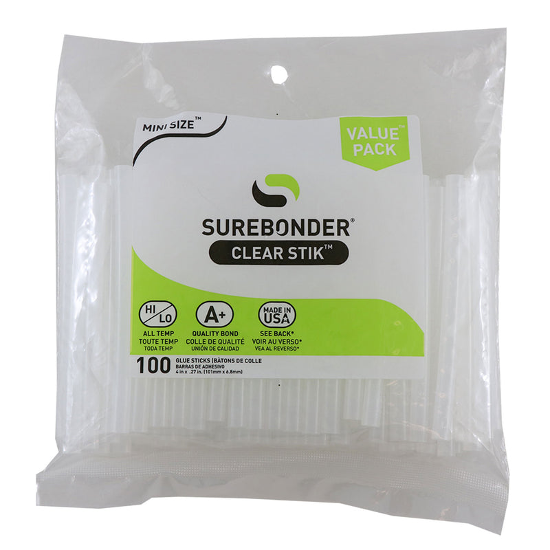 (2 Pk) Mini Clear Glue Stick 100 Pk Size 4 Dual Temp Surebonder