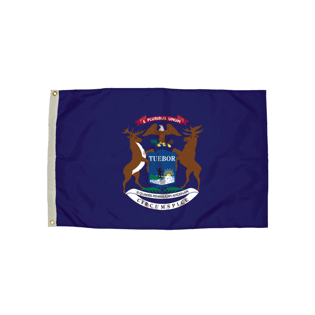 3x5 Nylon Michigan Flag Heading & Grommets