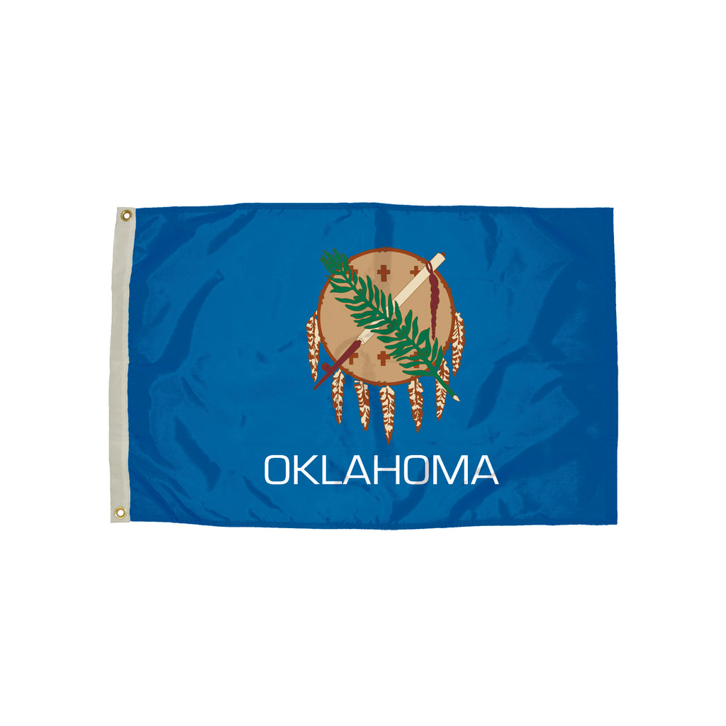 3x5 Nylon Oklahoma Flag Heading & Grommets