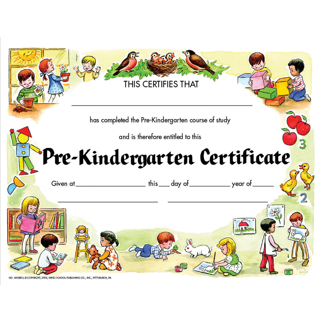 Certificate Pre-k Set-30 8.5 X 11
