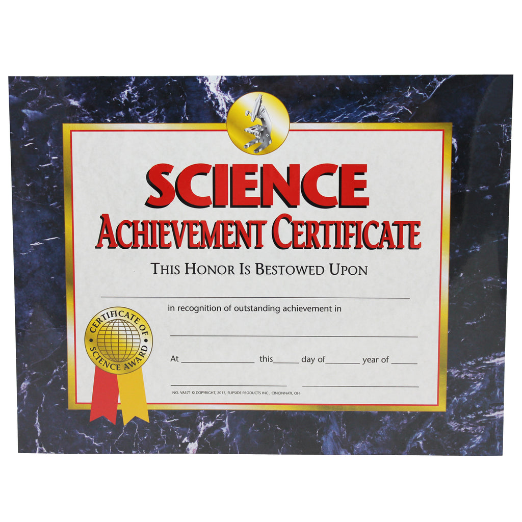 Science Achievement 30-pk 8.5 X 11 Certificates