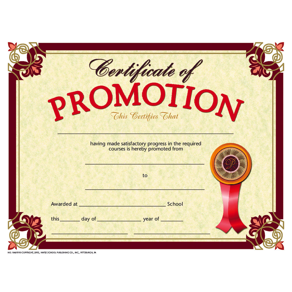 Certificate Of Promotion 30-pk
