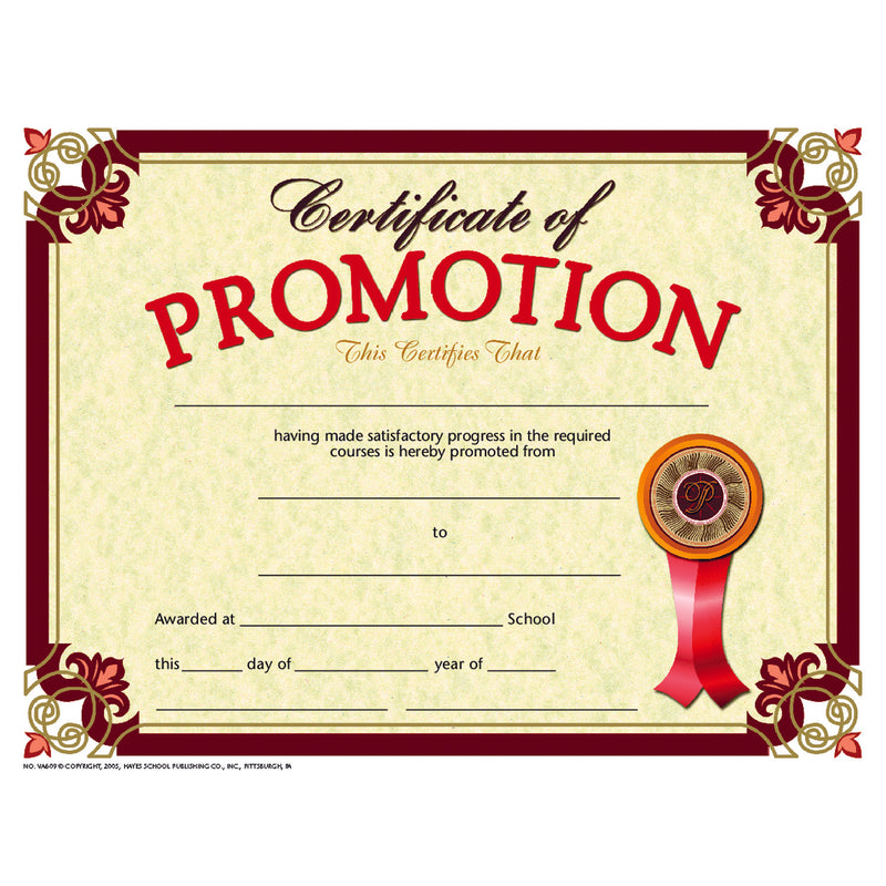 Certificate Of Promotion 30-pk