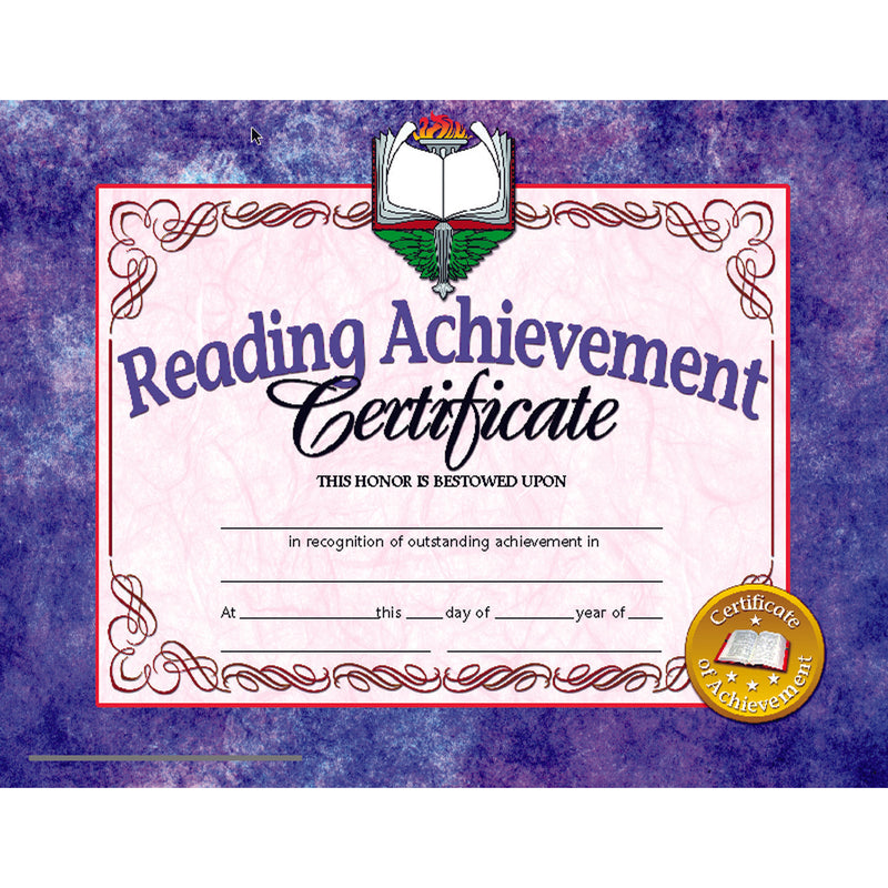 Reading Achievement 30pk 8.5 X 11 Certificates Inkjet Laser