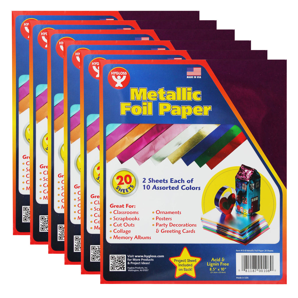 (6 Pk) Metallic Paper 2 Ea Of 10 Assorted Colors