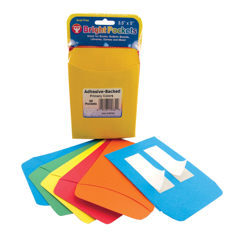 Pressure Sensitive Pockets 30pk Primary Colors
