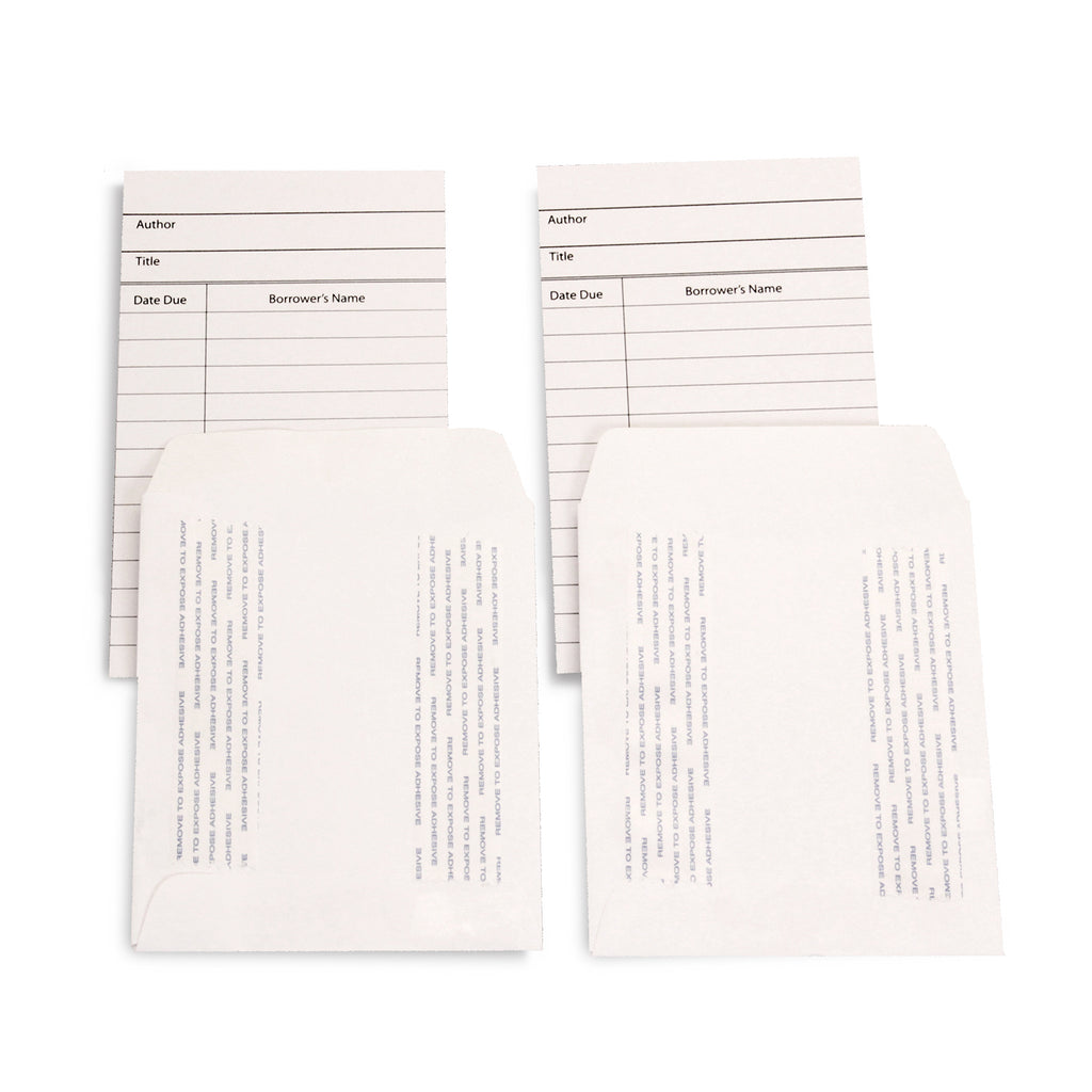 Libry Crds Pockets Self Adhsve 30pk White