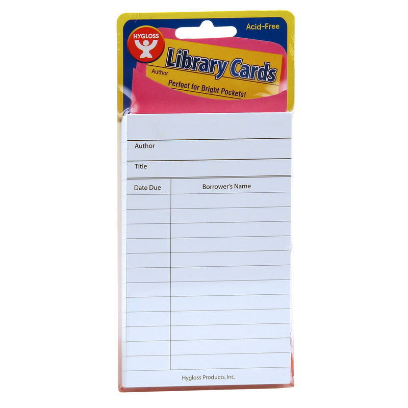 Bright Library Cards White 50 Count