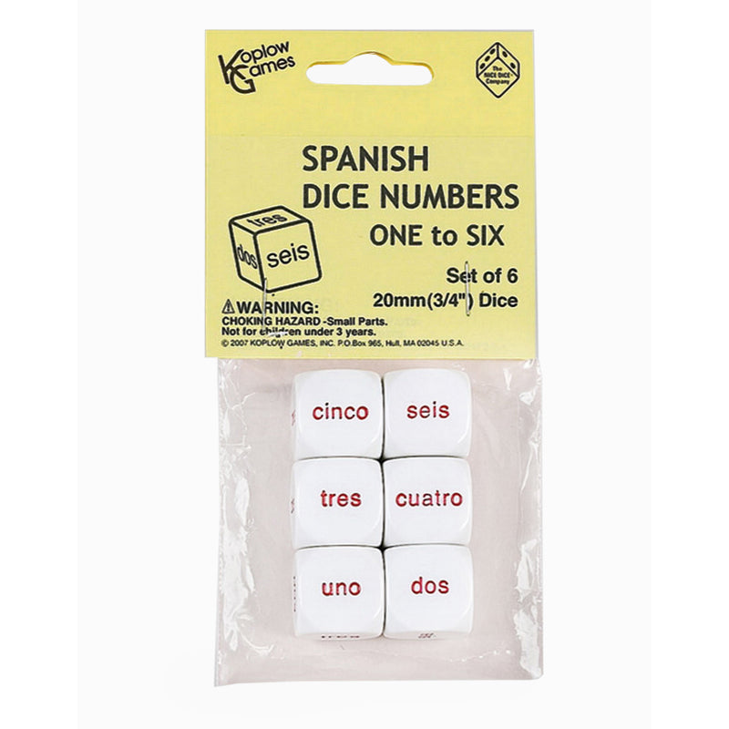 Spanish Number Dice Set Of 6 Pcs