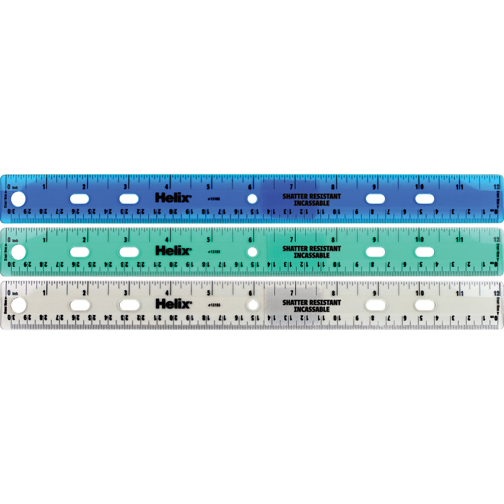 Shatter Resistant Ringbinder Ruler 12" - 30cm