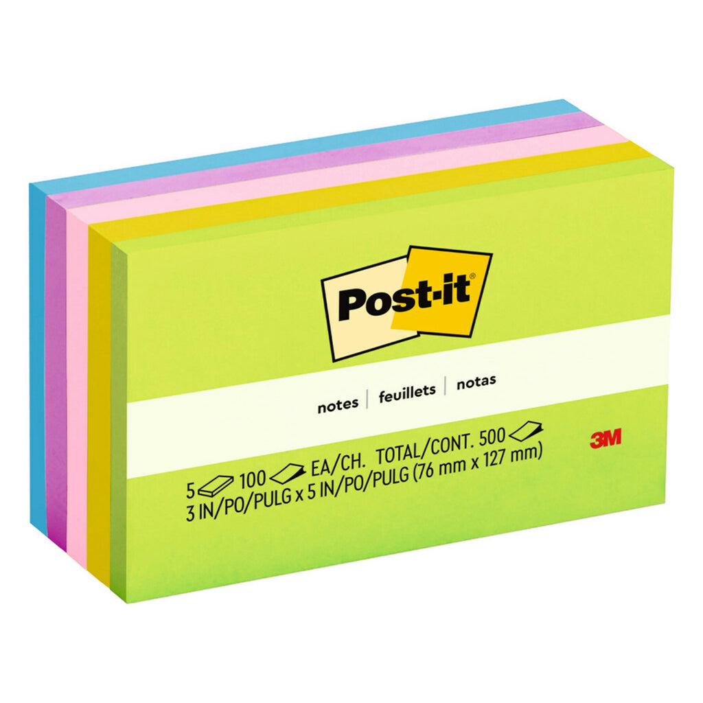 Post-it® Notes, 3 in x 5 in, Jaipur Collection, 5 Pads-Pack