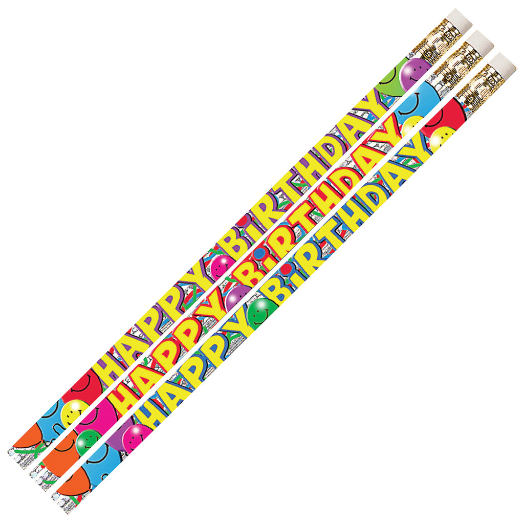 Birthday Bash 12pk Motivational Fun Pencils