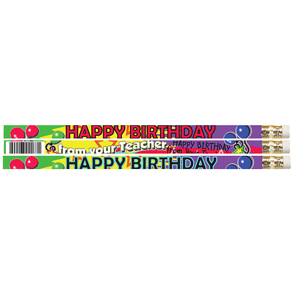 Happy Birthday From Your Teacher 144pk Motivational Fun Pencils