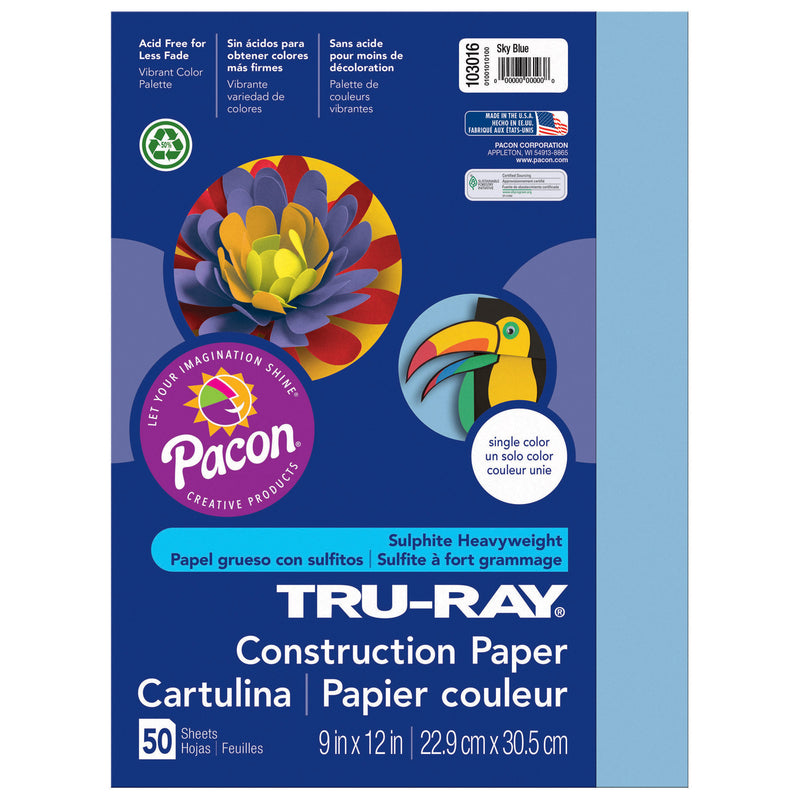 Tru Ray 9 X 12 Sky Blue 50 Sht Construction Paper