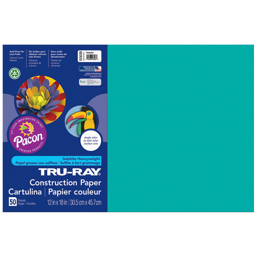 Tru Ray 12 X 18 Turquoise 50 Sht Construction Paper