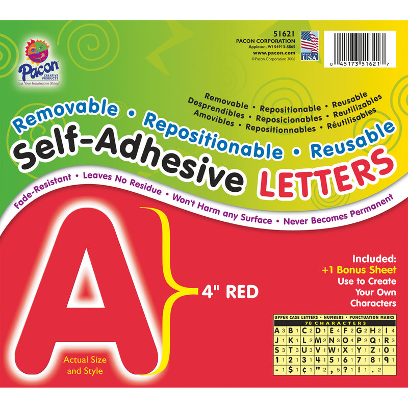 Self Adhesive Letter 4in Red