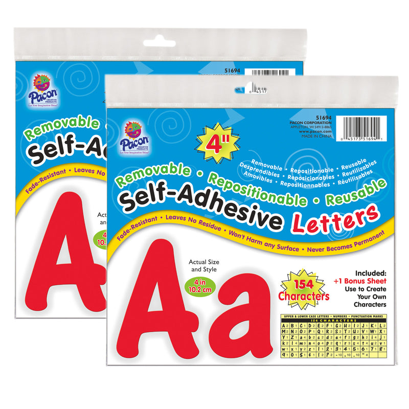 (2 Pk) Letters Red Cheery Font 4in Self Adhesive