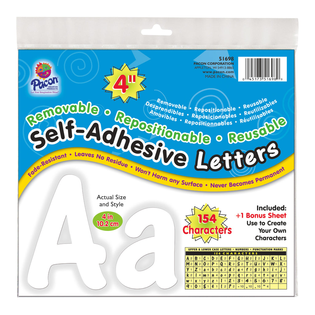 Letters White Cheery Font 4in Self Adhesive