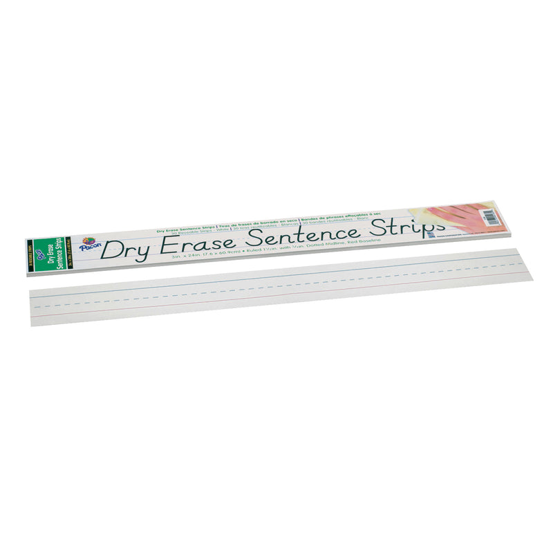 (3 Pk) Dry Erase Sentence Strips White 3x24