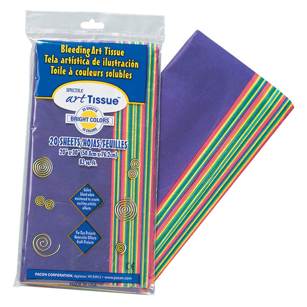 Bleeding Art Tissue 10 Color Bright Assortment 20 Sheets 20x30