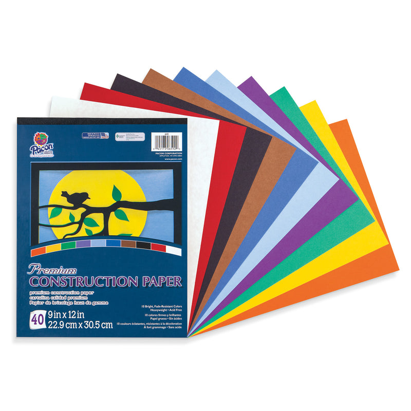 Construction Paper Pad 10 Colors 40 Sheets