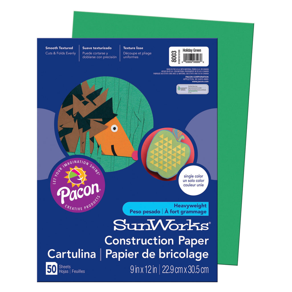 Sunworks 9x12 Holiday Green 50ct Construction Paper