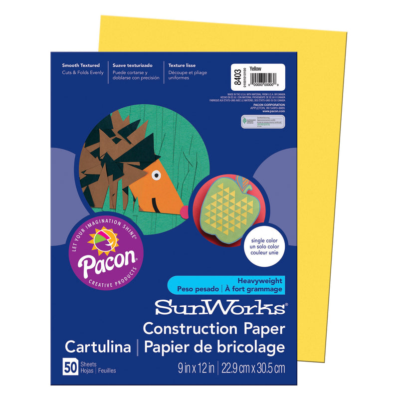 Sunworks 9x12 Yellow 50ct Construction Paper