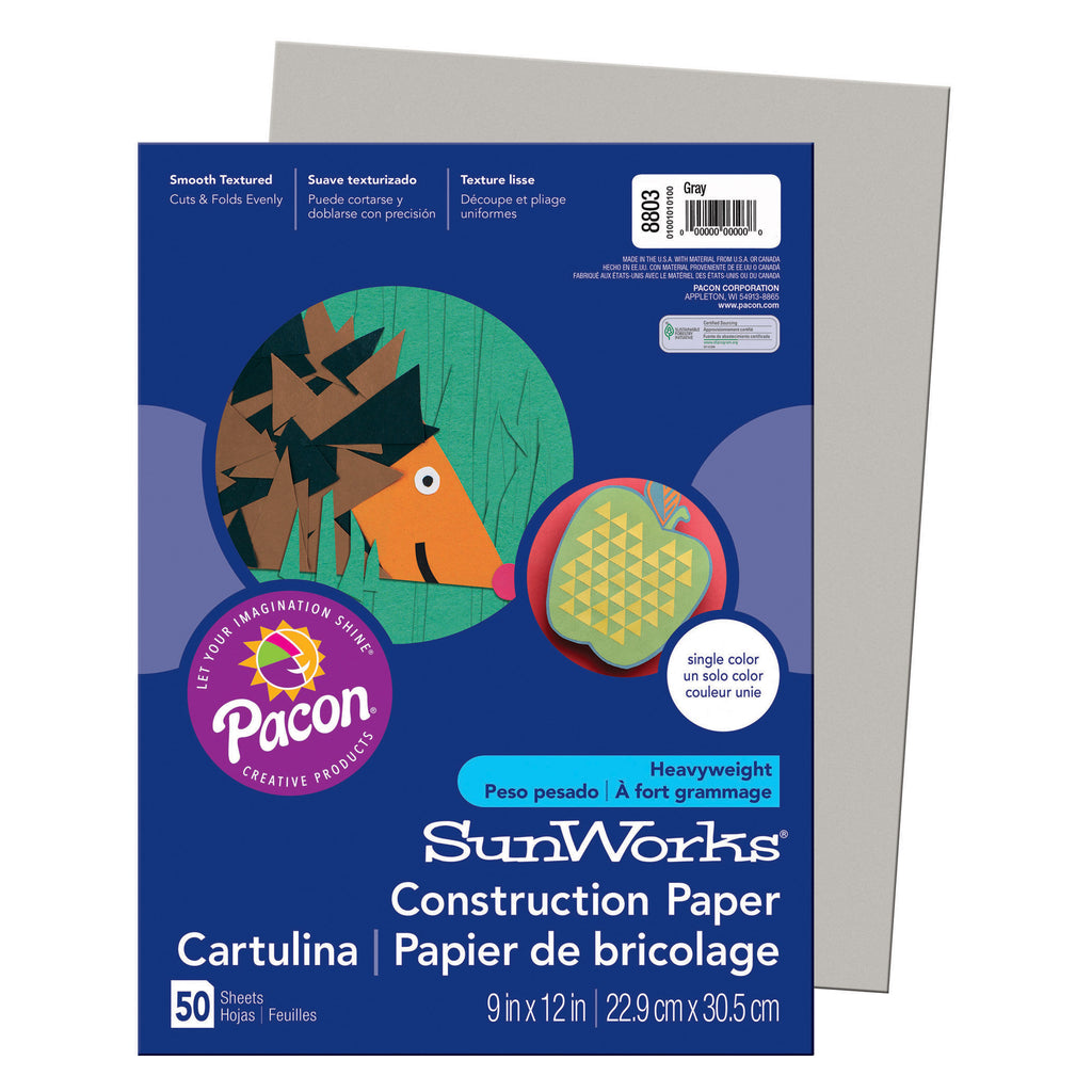 Sunworks 9x12 Gray 50ct Construction Paper