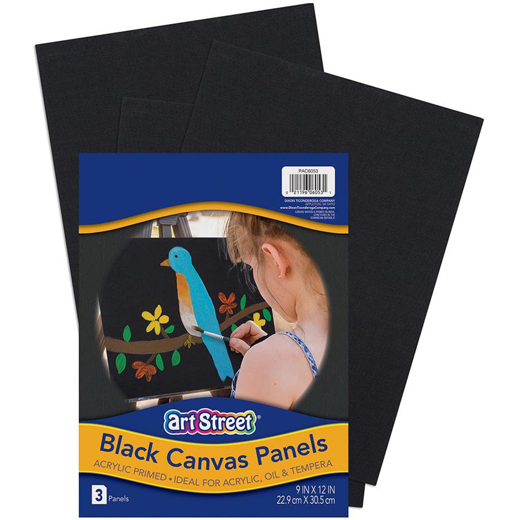 Art Street Canvas Panels Black 3pk 9x12