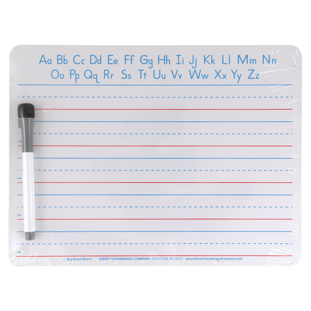 Handwriting Whiteboard Dry Erase Set, 2-Sided, Ruled-Plain, with Marker-Eraser, 9" x 12"