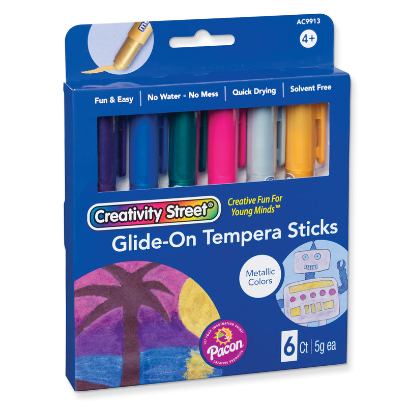 Tempera Paint Sticks 6 Metallc Clrs