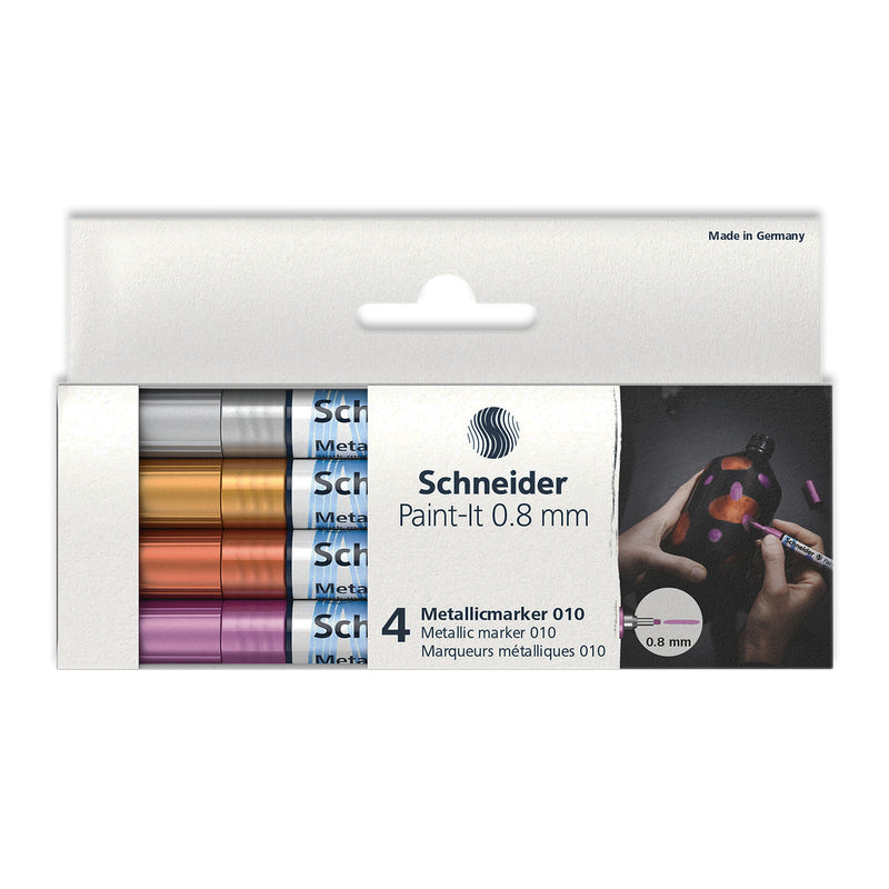 Paint-It 010 Metallic Markers, 0.8 mm Tip, 4 Assorted Metal Colors