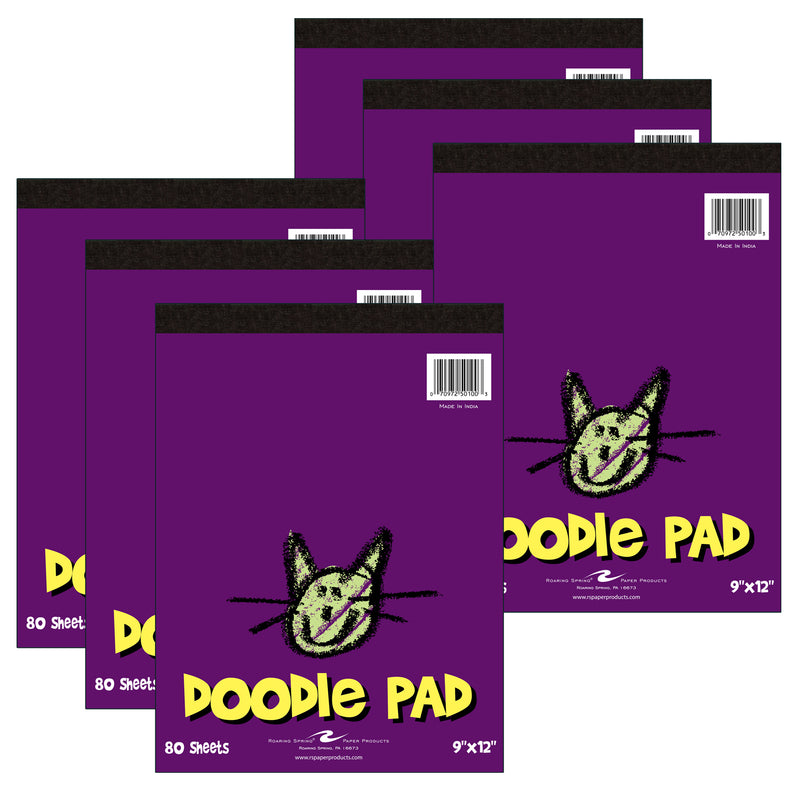 (6 Ea) Kids Doodle Pad 9x12 80 Sheets