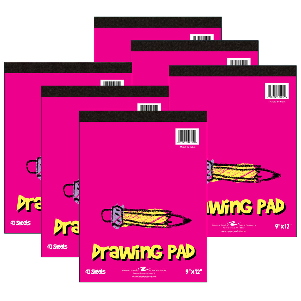 (6 Ea) Kids Drawing Pad 9x12 40 Sheets