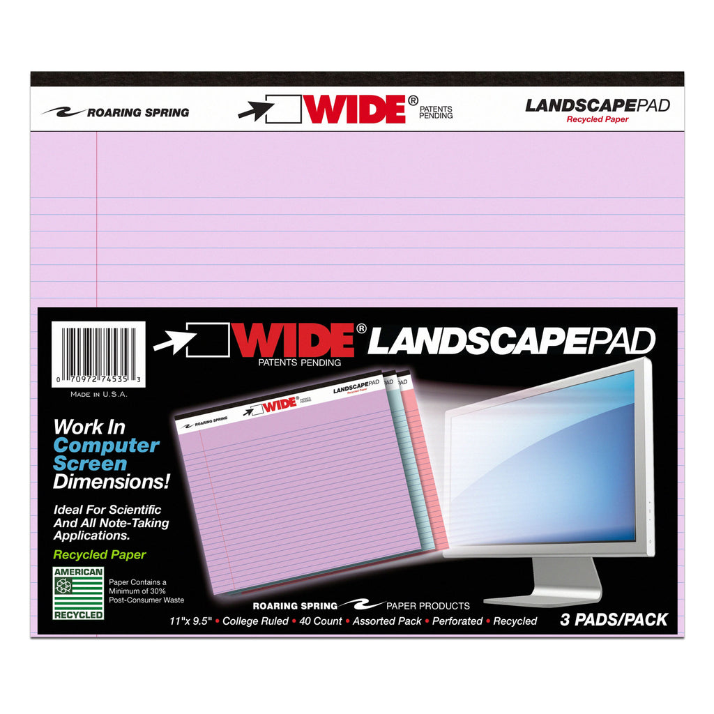 (2 Pk) Legal Pad Landscape Assorted 3 Pack