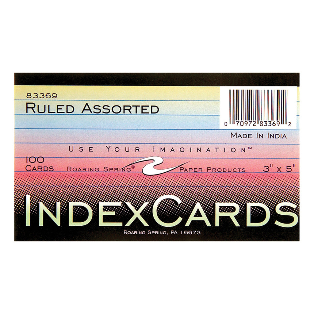 Index Cards 3x5 Ruled Assrtd Colors