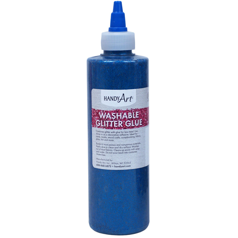 Washable Glitter Glue 8 Oz Blue Handy Art