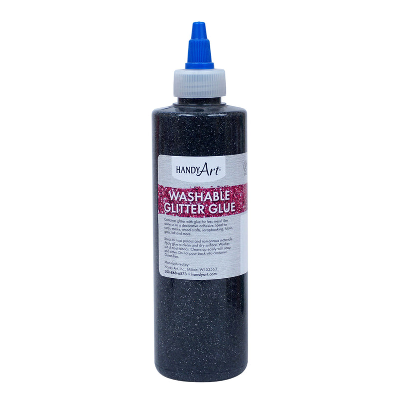 Washable Glitter Glue 8 Oz Black Handy Art