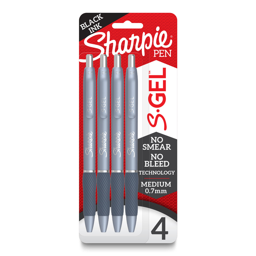 Sharpie S-gel Blue Barrel Blk 4ct