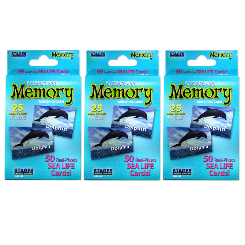 Photographic Memory Matching Game, Sea Life, Pack of 3