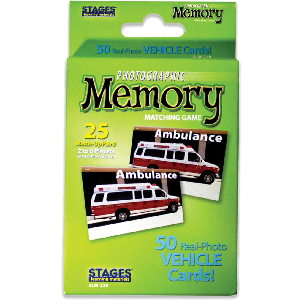 Vehicles Photographic Memory Matching Game