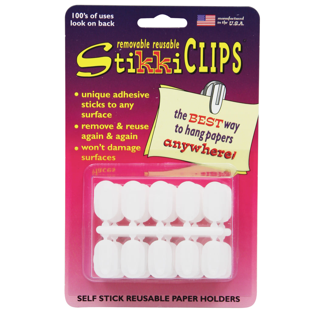 Stikkiclips 30 White Clips Per Pkg.