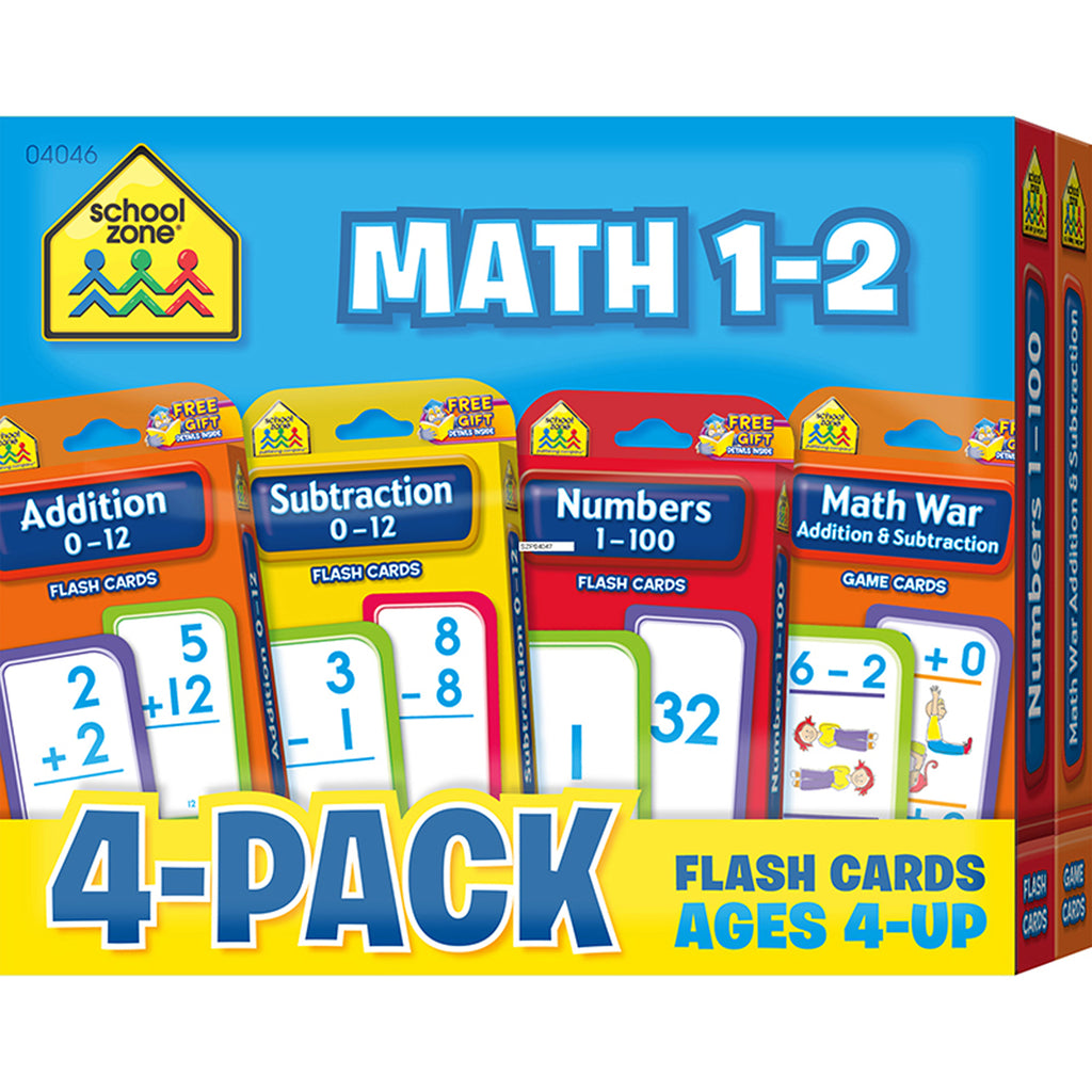 Math 1-2 Flash Cards 4 Pk
