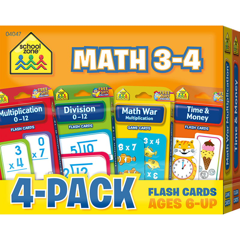 Math 3-4 Flash Cards 4 Pk