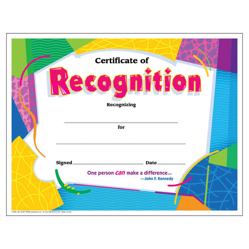 Certificate Of Recognition Colorful 30-pk
