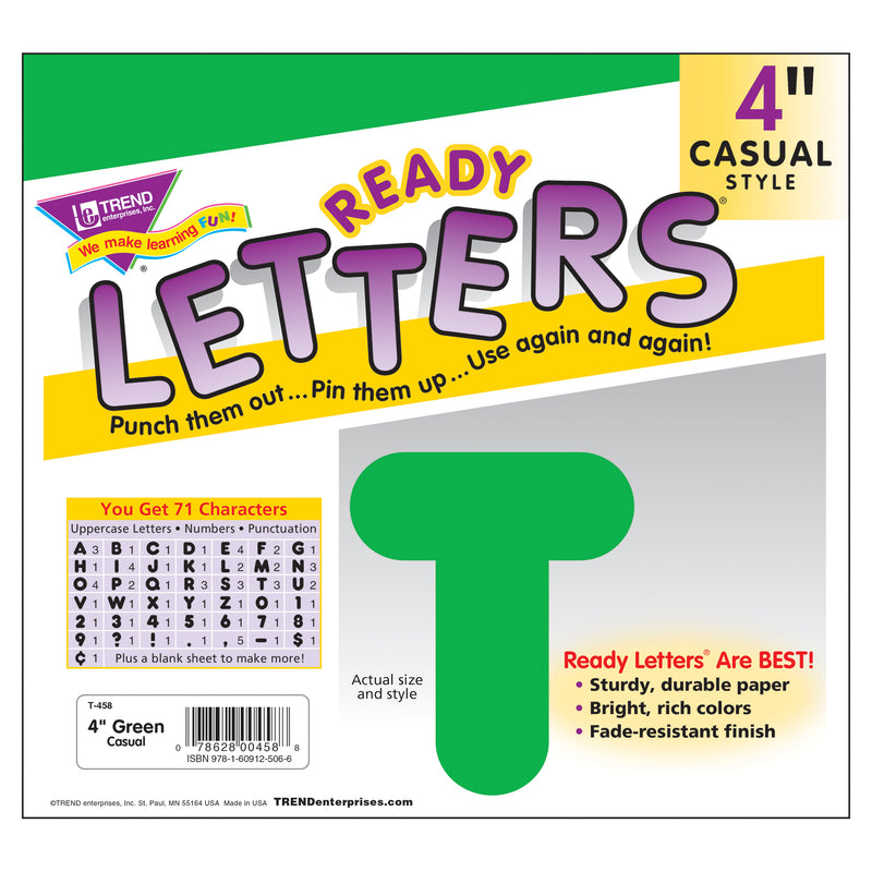 Ready Letters 4in Casual Green Spark